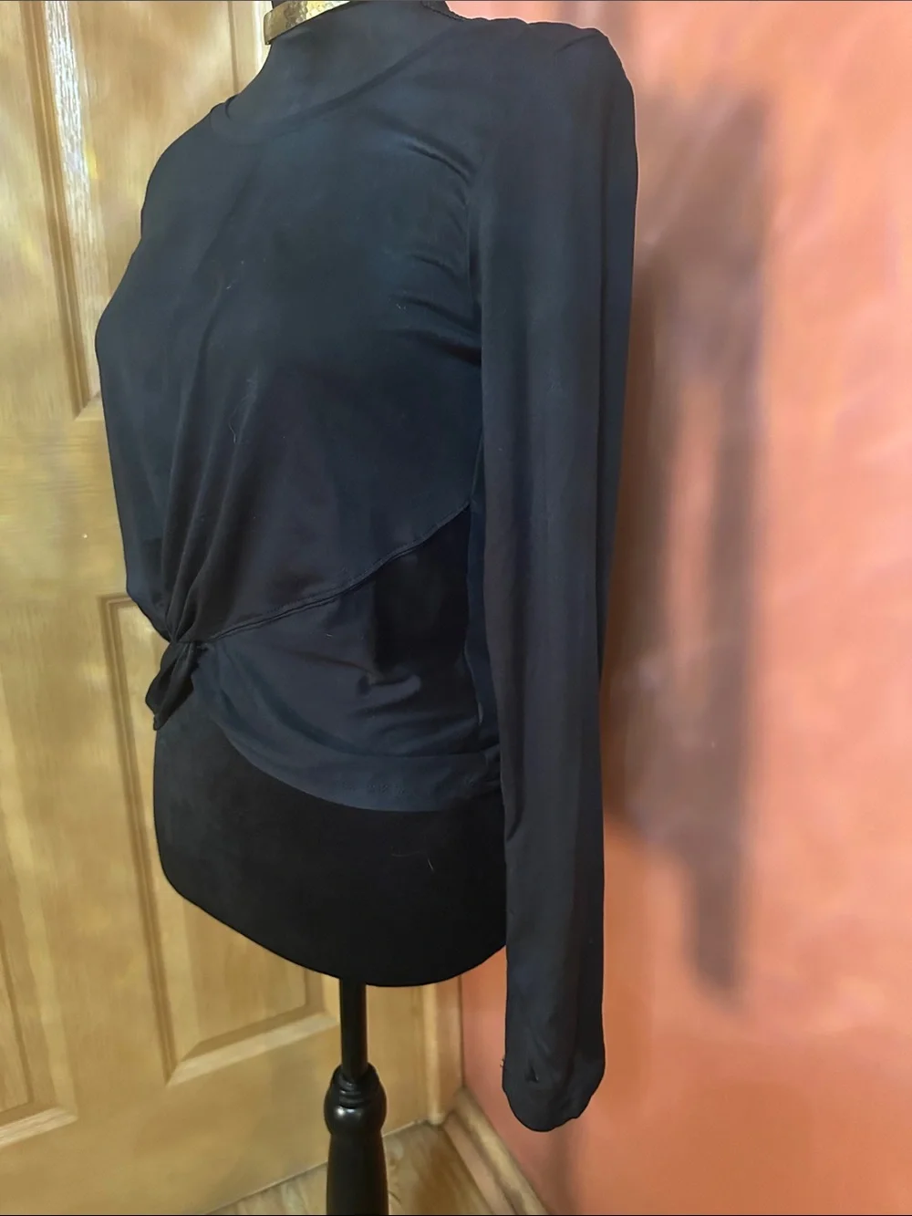 Zobha Black Long Sleeve Twist-Front Tee